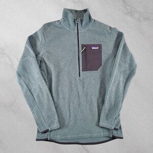 Patagonia Sweater Mens Medium Blue R1 Regular Air Zip Neck Fleece Jumper Casual